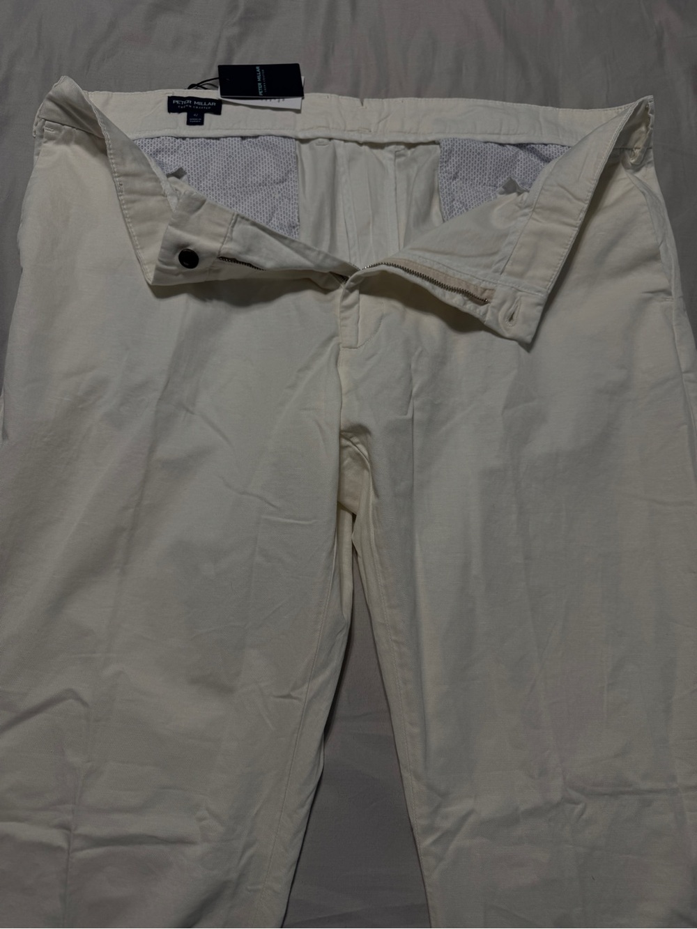 Peter Millar Chino Pants Mens 42 Off White Cotton Linen Blend Crown Crafted